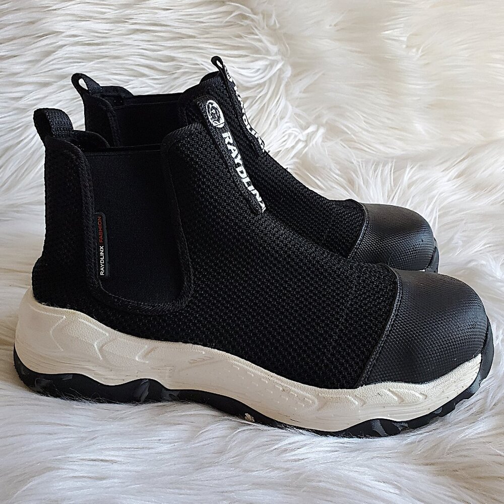 RAYDLINX Women's Black Lightweight Mesh Steel Toe Safety Boots SZ 6.5